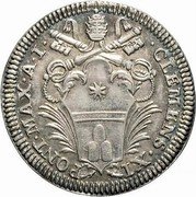 Italy Giulio Clement XI 1700 MDCC KM# 643 CLEMENS XI PONT MAX A I coin obverse Italy Giulio Clement XI 1700 MDCC KM# 643 CLEMENS XI PONT MAX A I coin obverse