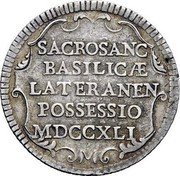 Italy Giulio Benedict XIV 1741 MDCCXLI-I KM# 942 SACROSANC BASILICAE LATERANEN POSSESSIO MDCCXLI coin reverse Italy Giulio Benedict XIV 1741 MDCCXLI-I KM# 942 SACROSANC BASILICAE LATERANEN POSSESSIO MDCCXLI coin reverse