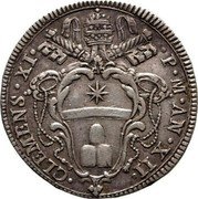 Italy Giulio (Clement XI) KM# 748 CLEMENS XI P M AN XII coin reverse Italy Giulio (Clement XI) KM# 748 CLEMENS XI P M AN XII coin reverse