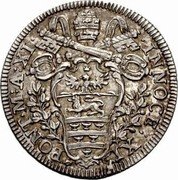 Italy Giulio Innocent XI 1686 XI KM# 477 INNOCE XI PONT M A XI coin obverse Italy Giulio Innocent XI 1686 XI KM# 477 INNOCE XI PONT M A XI coin obverse