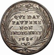 Italy Giulio Innocent XI 1686 XI KM# 477 QVI DAT PAVPERI NON INDIGEBIT 1686 coin reverse Italy Giulio Innocent XI 1686 XI KM# 477 QVI DAT PAVPERI NON INDIGEBIT 1686 coin reverse