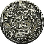 Italy Grosso Innocent XI 1685 KM# 468 INNOC XI P M coin obverse Italy Grosso Innocent XI 1685 KM# 468 INNOC XI P M coin obverse