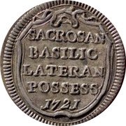 Italy Grosso Innocent XIII 1721 KM# 778 SACROSAN BASILIC LATERAN POSSESS 1721 coin reverse Italy Grosso Innocent XIII 1721 KM# 778 SACROSAN BASILIC LATERAN POSSESS 1721 coin reverse