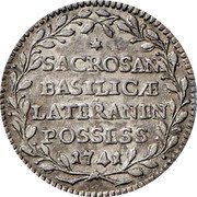 Italy Grosso Benedict XIV 1741 I KM# 941 SACROSAN BASILICAE LATERANEN POSSESS 1741 coin reverse Italy Grosso Benedict XIV 1741 I KM# 941 SACROSAN BASILICAE LATERANEN POSSESS 1741 coin reverse
