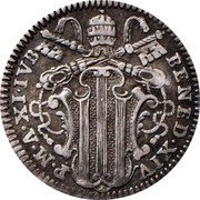 Italy Grosso Benedict XIV 1750 XI KM# 967 BENED XIV P M A XI IVB coin obverse Italy Grosso Benedict XIV 1750 XI KM# 967 BENED XIV P M A XI IVB coin obverse