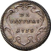 Italy Grosso Clement XIII 1758 I KM# 978 DA PAVPERI 1758 coin reverse Italy Grosso Clement XIII 1758 I KM# 978 DA PAVPERI 1758 coin reverse