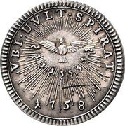 Italy Grosso Sede Vacante Issue 1758 KM# 976 VBI UVLT SPIRAT 1758 coin reverse Italy Grosso Sede Vacante Issue 1758 KM# 976 VBI UVLT SPIRAT 1758 coin reverse