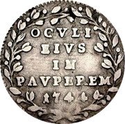 Italy Grosso Benedict XIV ND (1744) IV KM# 949 OCVLI EIVS IN PAVPEREM 1744 coin reverse Italy Grosso Benedict XIV ND (1744) IV KM# 949 OCVLI EIVS IN PAVPEREM 1744 coin reverse