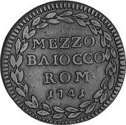 Italy Mezzo Baiocco Benedict XIV 1741 I KM# 1157 MEZZO BAIOCCO ROM 1741 coin reverse Italy Mezzo Baiocco Benedict XIV 1741 I KM# 1157 MEZZO BAIOCCO ROM 1741 coin reverse
