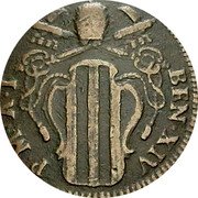 Italy Mezzo Baiocco Benedict XIV 1742 II KM# 1158 BEN(EDICT) XIV P M A I coin obverse Italy Mezzo Baiocco Benedict XIV 1742 II KM# 1158 BEN(EDICT) XIV P M A I coin obverse