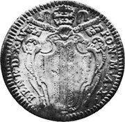 Italy Mezzo Baiocco Benedict XIV 1750 X KM# 1173 BENED XIV PON M A X coin obverse Italy Mezzo Baiocco Benedict XIV 1750 X KM# 1173 BENED XIV PON M A X coin obverse