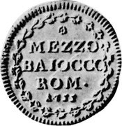 Italy Mezzo Baiocco Benedict XIV 1755 XV KM# 1181 MEZZO BAIOCCO ROM 1755 coin reverse Italy Mezzo Baiocco Benedict XIV 1755 XV KM# 1181 MEZZO BAIOCCO ROM 1755 coin reverse