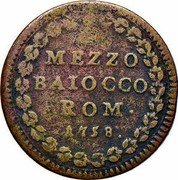 Italy Mezzo Baiocco Clement XIII 1758 I KM# 1183.2 MEZZO BAIOCCO ROM 1758 coin reverse Italy Mezzo Baiocco Clement XIII 1758 I KM# 1183.2 MEZZO BAIOCCO ROM 1758 coin reverse