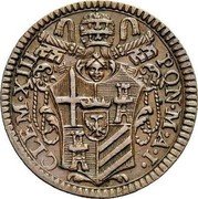 Italy Mezzo Baiocco Clement XIII 1759 I KM# 1188 CLEM XIII PON M A I coin obverse Italy Mezzo Baiocco Clement XIII 1759 I KM# 1188 CLEM XIII PON M A I coin obverse
