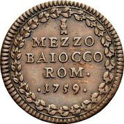 Italy Mezzo Baiocco Clement XIII 1759 I KM# 1188 MEZZO BAIOCCO ROM 1759 coin reverse Italy Mezzo Baiocco Clement XIII 1759 I KM# 1188 MEZZO BAIOCCO ROM 1759 coin reverse