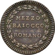 Italy Mezzo Baiocco Pius VI 1783 IX KM# 1224 MEZZO BAIOCCO ROMANO coin reverse