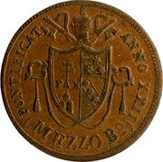 Italy Mezzo Baiocco Pius VII 1822 R MDCCCXXII (1822)-XXII KM# 1290 PONTIFICAT ANNO XXII MEZZO B coin obverse Italy Mezzo Baiocco Pius VII 1822 R MDCCCXXII (1822)-XXII KM# 1290 PONTIFICAT ANNO XXII MEZZO B coin obverse