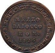 Italy Mezzo Baiocco Leo XII 1826 R III KM# 1296 MEZZO BAIOCCO ROM 1826 coin reverse Italy Mezzo Baiocco Leo XII 1826 R III KM# 1296 MEZZO BAIOCCO ROM 1826 coin reverse