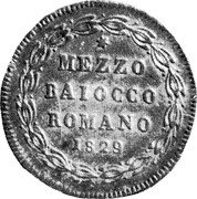 Italy Mezzo Baiocco Pius VIII 1829 R I KM# 1300 MEZZO BAIOCCO ROMANO 1829 coin reverse Italy Mezzo Baiocco Pius VIII 1829 R I KM# 1300 MEZZO BAIOCCO ROMANO 1829 coin reverse