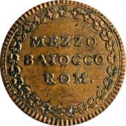 Italy Mezzo Baiocco Clement XIII ND (1758) I KM# 1183.1 MEZZO BAIOCCO ROM. coin reverse Italy Mezzo Baiocco Clement XIII ND (1758) I KM# 1183.1 MEZZO BAIOCCO ROM. coin reverse