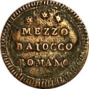 Italy Mezzo Baiocco Pius VI ND (1797) XXIII KM# 1227 MEZZO BAIOCCO ROMANO coin reverse Italy Mezzo Baiocco Pius VI ND (1797) XXIII KM# 1227 MEZZO BAIOCCO ROMANO coin reverse