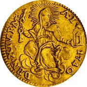 Italy Mezzo Zecchino Benedict XIV 1740 KM# 932 BEN XIV P M A I 1740 coin obverse Italy Mezzo Zecchino Benedict XIV 1740 KM# 932 BEN XIV P M A I 1740 coin obverse