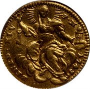 Italy Mezzo Zecchino Benedict XIV 1743 KM# 933 BENED XIV P M 1743 coin obverse Italy Mezzo Zecchino Benedict XIV 1743 KM# 933 BENED XIV P M 1743 coin obverse