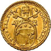 Italy Mezzo Zecchino Pius VI 1796 XXII KM# 1241 PIVS SEXTVS PON M A XXII coin obverse