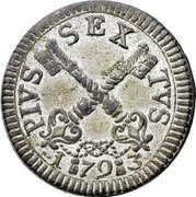 Italy Otto Baiocchi Pius VI 1793 KM# 1235 PIVS SEX TVS 1 79 3 coin obverse Italy Otto Baiocchi Pius VI 1793 KM# 1235 PIVS SEX TVS 1 79 3 coin obverse