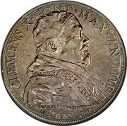 Italy Piastra Clemente X 1673 MDCLXXIII (1673)-IIII KM# 355 CLEMENS X PONT MAX AN IIII MDCLXXIII coin obverse Italy Piastra Clemente X 1673 MDCLXXIII (1673)-IIII KM# 355 CLEMENS X PONT MAX AN IIII MDCLXXIII coin obverse