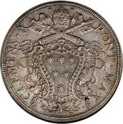 Italy Piastra Clement X 1675 MDCLXXV KM# 368 CLEMENS X PONT MAX coin obverse Italy Piastra Clement X 1675 MDCLXXV KM# 368 CLEMENS X PONT MAX coin obverse