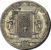 Italy Piastra Clement X 1675 MDCLXXV KM# 369 CLAVSIS FORIBVS VENIER ET DABIT PACEM MDCL XXV coin reverse Italy Piastra Clement X 1675 MDCLXXV KM# 369 CLAVSIS FORIBVS VENIER ET DABIT PACEM MDCL XXV coin reverse
