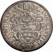 Italy Piastra Innocent XI 1680 KM# 421.2 INNOCENTIVS XI PONT MAX coin obverse Italy Piastra Innocent XI 1680 KM# 421.2 INNOCENTIVS XI PONT MAX coin obverse