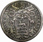 Italy Piastra Innocent XI 1681 KM# 421.1 INNOCENTIVS XI PONT MAX coin obverse Italy Piastra Innocent XI 1681 KM# 421.1 INNOCENTIVS XI PONT MAX coin obverse