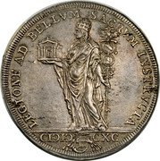 Italy Piastra Alexander VIII 1690 MDCXC (1690)-I KM# 528 LEGIONE AD BELLVM SACRVM INSTRVCTA CIƆIƆCXC coin reverse Italy Piastra Alexander VIII 1690 MDCXC (1690)-I KM# 528 LEGIONE AD BELLVM SACRVM INSTRVCTA CIƆIƆCXC coin reverse