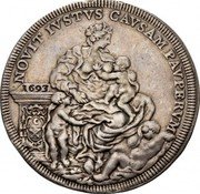 Italy Piastra Innocent XII 1693 1693-III KM# 569 NOVIT ITSTVS CAVSAM PAVPERVM 1693 coin reverse