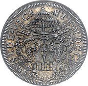 Italy Piastra Giovanni Battista Spinola 1700 MDCC KM# 651 SEDE VACA NTE MDCC coin obverse Italy Piastra Giovanni Battista Spinola 1700 MDCC KM# 651 SEDE VACA NTE MDCC coin obverse