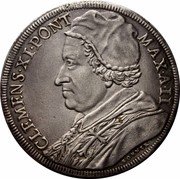 Italy Piastra Clement XI 1702 II KM# 664 CLEMENS XI PONT MAX A II BORNER coin obverse Italy Piastra Clement XI 1702 II KM# 664 CLEMENS XI PONT MAX A II BORNER coin obverse