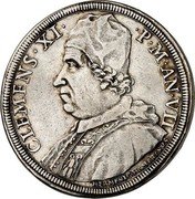 Italy Piastra Clemente XI 1707 MDCCVII-VII KM# 700 CLEMENS XI P M AN VII coin obverse Italy Piastra Clemente XI 1707 MDCCVII-VII KM# 700 CLEMENS XI P M AN VII coin obverse