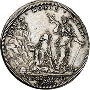Italy Piastra Clemente XI 1707 MDCCVII-VII KM# 700 DONA NOBIS FACEM MDC CVII coin reverse Italy Piastra Clemente XI 1707 MDCCVII-VII KM# 700 DONA NOBIS FACEM MDC CVII coin reverse
