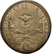 Italy Piastra Annibale Albani 1724 MDCCXXIV KM# 802 NESCIT TARDA MOLIMINA MDCC XXIV coin reverse Italy Piastra Annibale Albani 1724 MDCCXXIV KM# 802 NESCIT TARDA MOLIMINA MDCC XXIV coin reverse