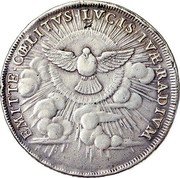Italy Piastra Annibale Albani 1740 MDCCXL KM# 930 EMITTE CŒLITVS LVCIS IVÆ RADIVM coin reverse Italy Piastra Annibale Albani 1740 MDCCXL KM# 930 EMITTE CŒLITVS LVCIS IVÆ RADIVM coin reverse