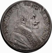 Italy Piastra Innocent XI ND (1676) I KM# 392 INNOCEN XI PONT MAX AN I coin obverse