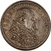 Italy Piastra Urbano VIII ND (1634) XII KM# 181 VRBANVS VIII PONT MAX AN XII coin obverse Italy Piastra Urbano VIII ND (1634) XII KM# 181 VRBANVS VIII PONT MAX AN XII coin obverse
