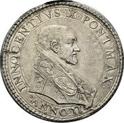 Italy Piastra Innocent X ND (1645) II KM# 241 INNOCENTIVS X PONT MAX ANNO II coin obverse Italy Piastra Innocent X ND (1645) II KM# 241 INNOCENTIVS X PONT MAX ANNO II coin obverse