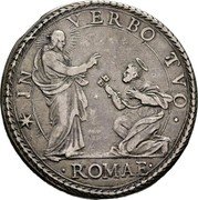 Italy Piastra Innocent X ND (1654) X KM# 279 IN VERBO TVO . ROMAE coin reverse Italy Piastra Innocent X ND (1654) X KM# 279 IN VERBO TVO . ROMAE coin reverse