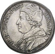 Italy Piastra Clemente XI ND (1704) VI KM# 672 CLEMENS XI PONT MAX A VI coin obverse Italy Piastra Clemente XI ND (1704) VI KM# 672 CLEMENS XI PONT MAX A VI coin obverse