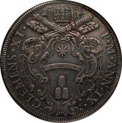 Italy Piastra Clemente XI ND (1709) IX KM# 716 CLEMENS XI P M ANN IX coin obverse Italy Piastra Clemente XI ND (1709) IX KM# 716 CLEMENS XI P M ANN IX coin obverse