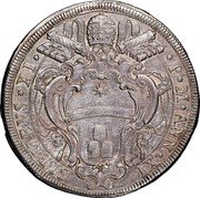 Italy Piastra Clemente XI ND (1711) XI KM# 743 CLEMENS XI P M ANN XI coin obverse Italy Piastra Clemente XI ND (1711) XI KM# 743 CLEMENS XI P M ANN XI coin obverse