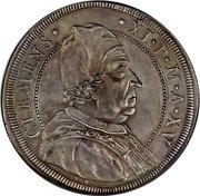 Italy Piastra Clemente XI Bust ND (1715) XV KM# 763 CLEMENS XI P M A XV E H coin obverse Italy Piastra Clemente XI Bust ND (1715) XV KM# 763 CLEMENS XI P M A XV E H coin obverse